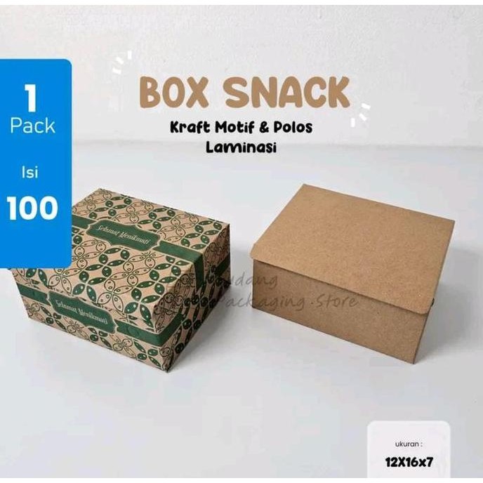 

100 Pcs / 12X16 / Box Snack Kraft Motif Plus Laminasi / Dus Snack Hajatan Co