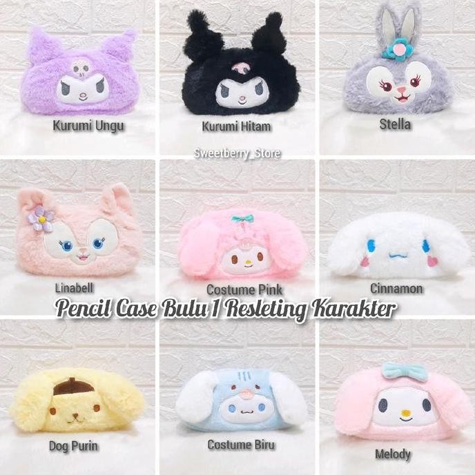 

Dompet Cosmetic Pencil Case Bulu Karakter Kuromi Cinnamoroll Pompom Purin Popmart The Monsters Co