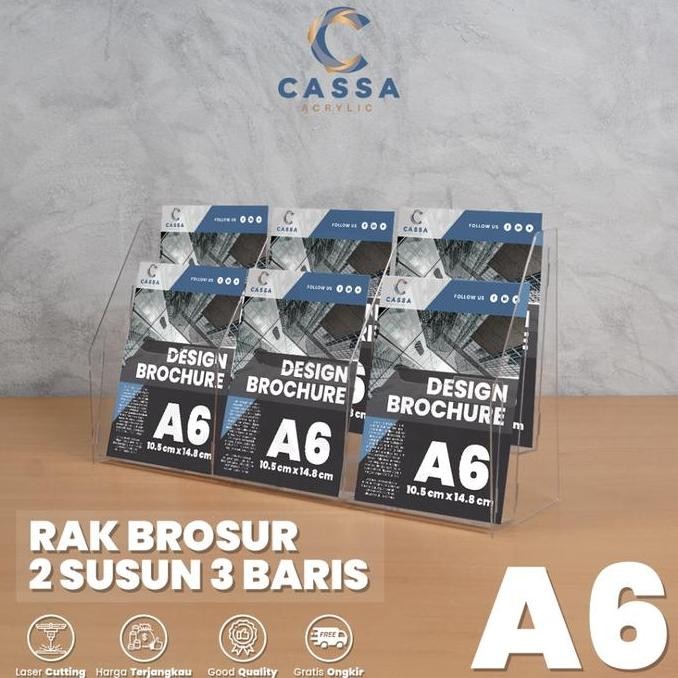 Rak Tempat Brosur A6 2 Susun 3 Baris Flyer Dinding Akrilik Co