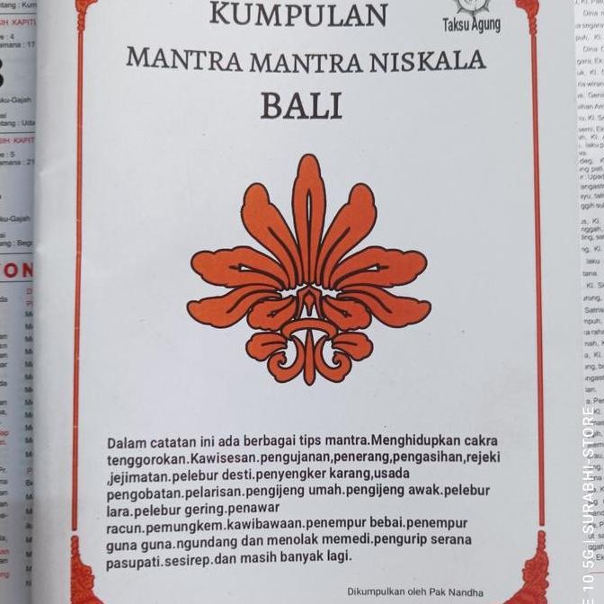 siap kirim] buku kumpulan mantra mantra niskala Bali