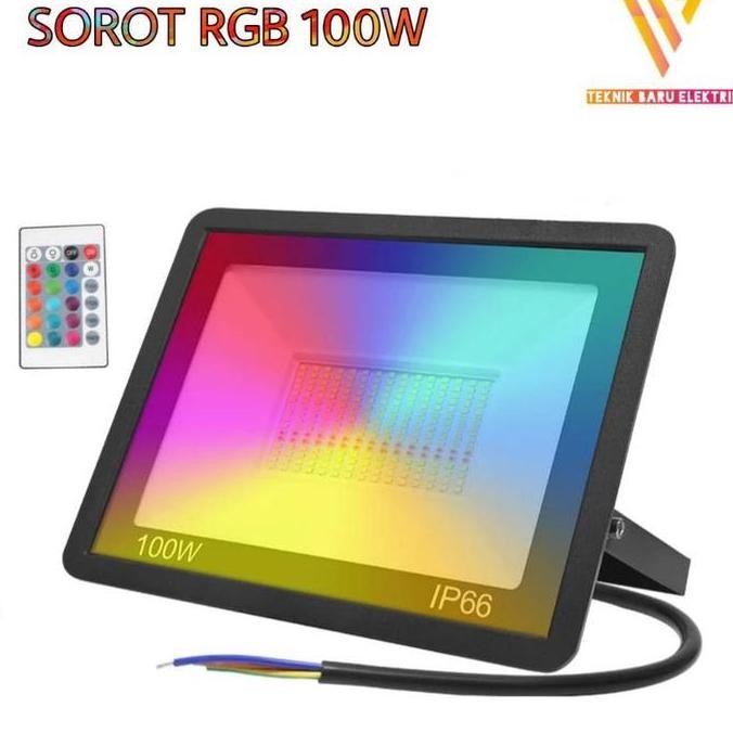 Lampu Sorot Rgb 100W Led Warna Warni Remote Flood Light 100 Watt Hias Outdoor Pelaminan Waterproof S