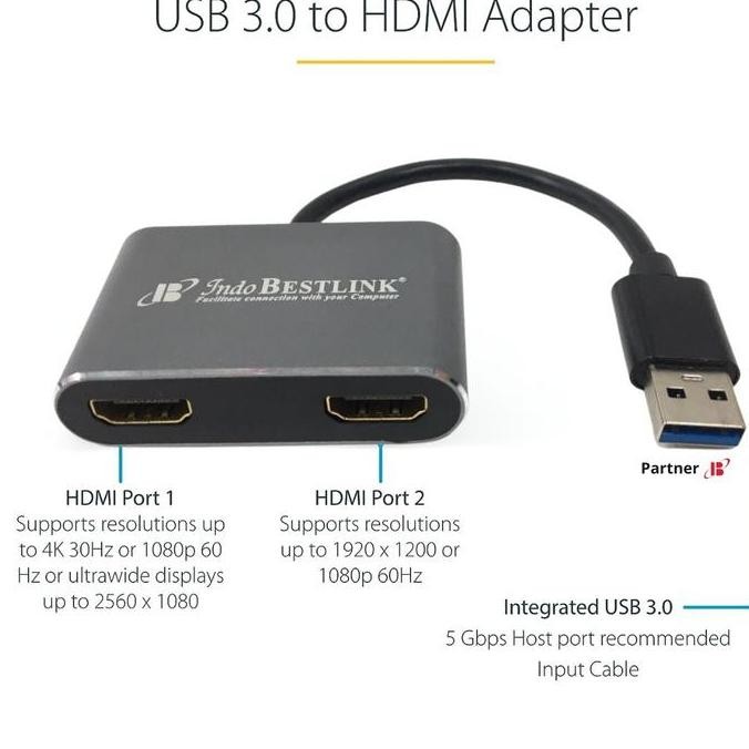TERMURAH - USB 3.0 to Dual HDMI Adapter / Converter USB 3.0 To HDMI 2 Female