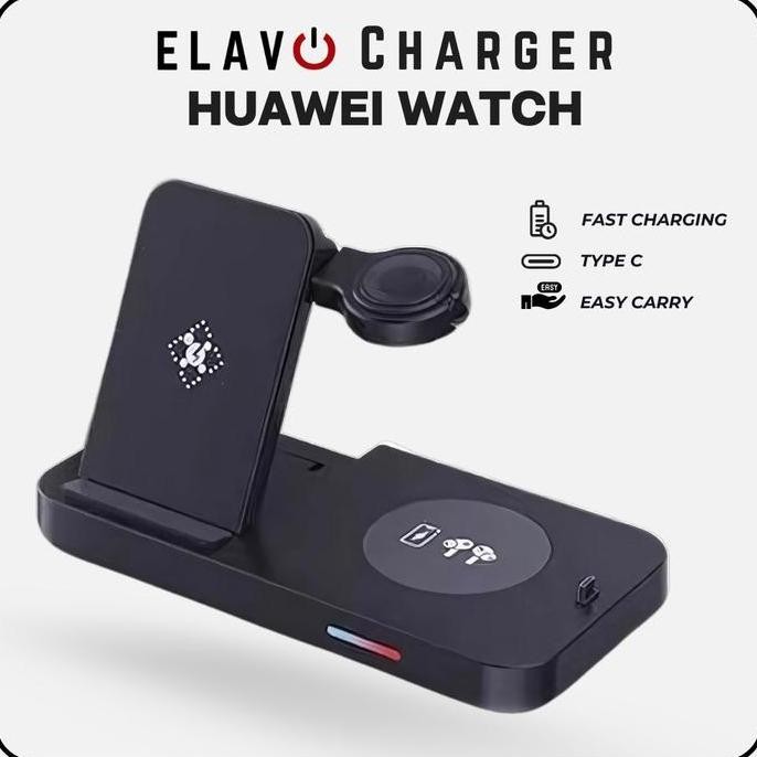 Elavo Huawei Wireless Charger Portable 4 In 1 Travelling Station Stand Dock Type C Travel Gt3 Pro Gt