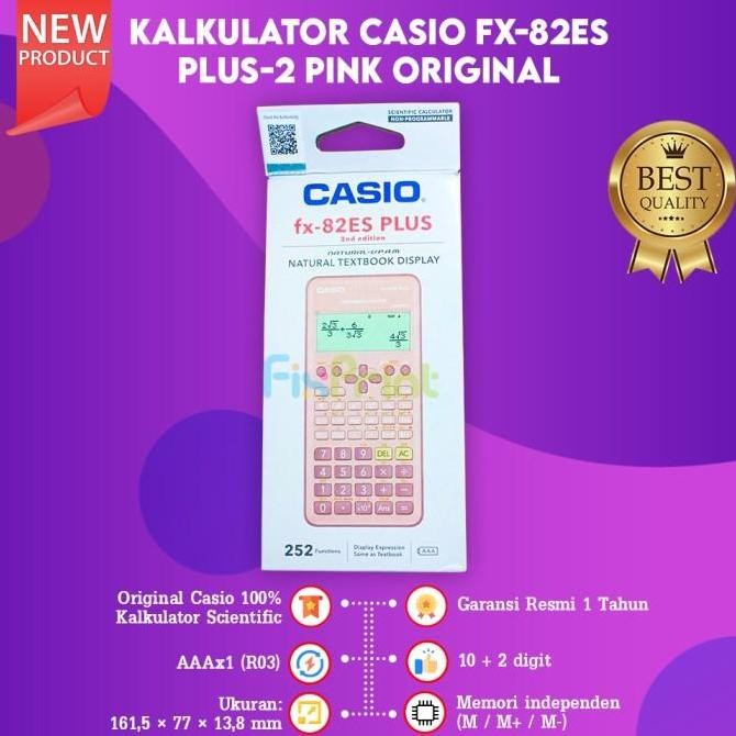 

Casio Scientific Calculator Fx-82Es Plus - Merah Muda Hitam Biru Original Kalkulator Co