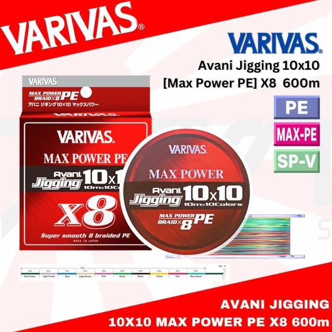 Tersedia Sekarang  Varivas Pe Line Avani Jigging 10X10 Max Power X8 600M