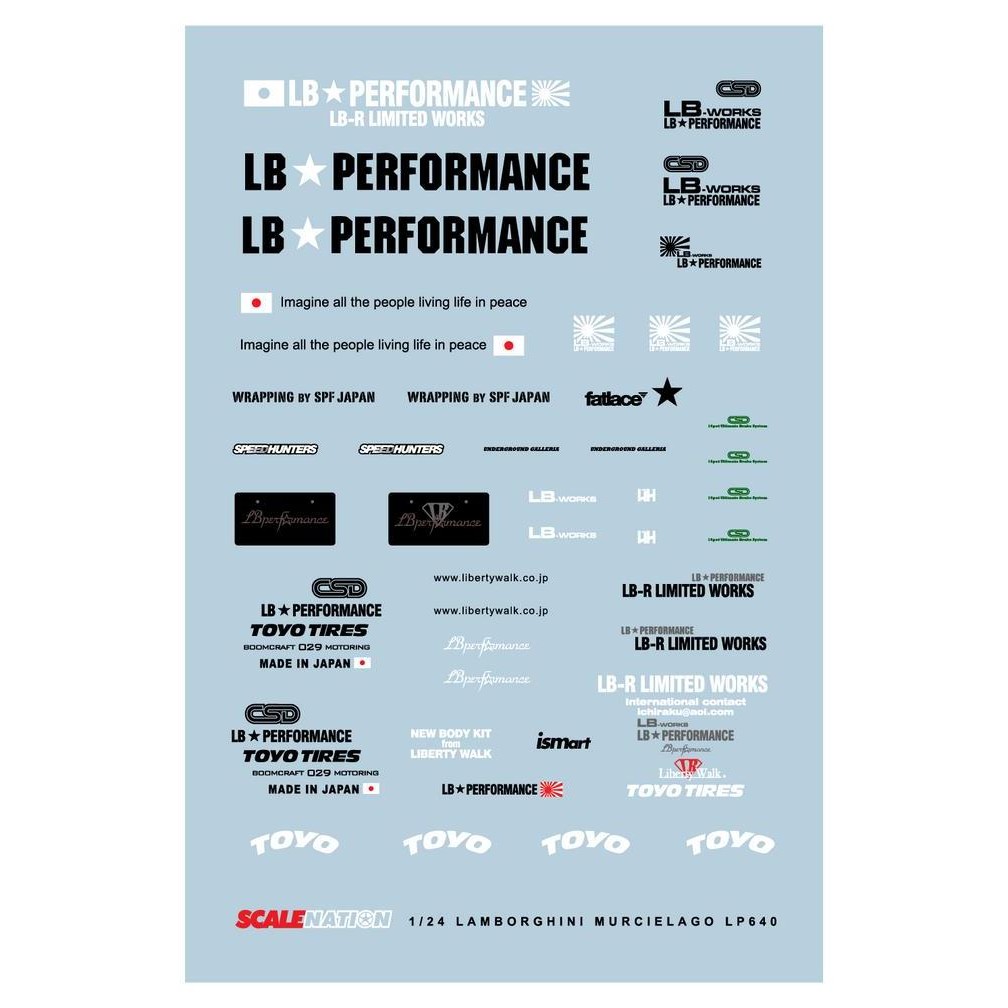 LAMBORGHINI MURCIELAGO LP640 LIBERTY WALK 1/24 CUSTOM DECAL