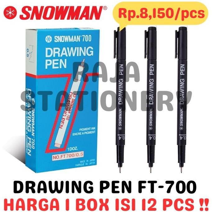 

SNOWMAN DRAWING PEN PIGMENT INK 0.05 0.1 0.2 0.3 0.4 0.5 0.6 0.7 0.8 1.0 2.0 3.0 FT-700 PULPEN PENA GAMBAR SNOWMAN 700 LENGKAP FT700 LUSIN BOX [12PCS]