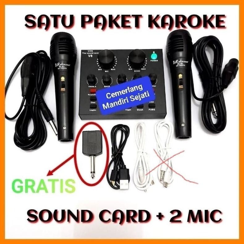 ALAT KAROKE SATU PAKET [CMS] Mixer mini mic / Soundcard Broadcast / Microphone for HP PC Mac Live Br