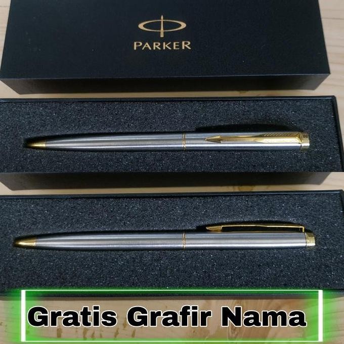 

TERLARIS! pulpen balpenParker stainless model putar exclusive gratis Grafir nama