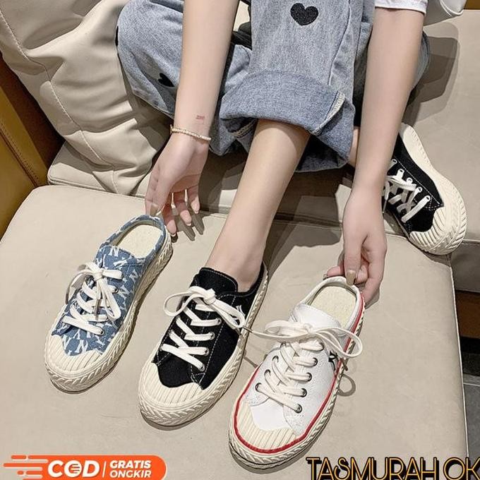 SEPATU SANDAL SELOP ANTISLIP IMPORT WANITA BRANDED KANVAS SNEAKER ORI JS