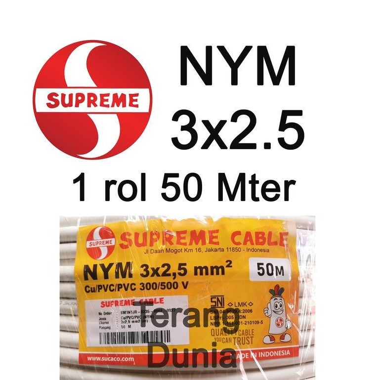 Kabel Supreme NYM 3x2.5 Kabel Tunggal 3x2.5 Supreme Kabel NYM 3x2.5 Supreme