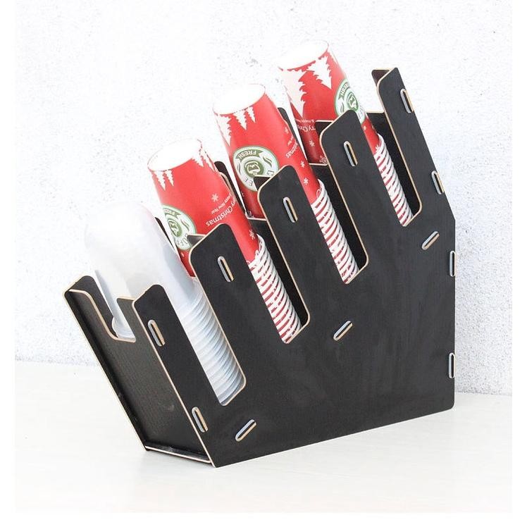 Premium Rak Organizer Paper Bahan Kayu Cup Dispenser Papper Cup Rak Paper Cup High Quality
