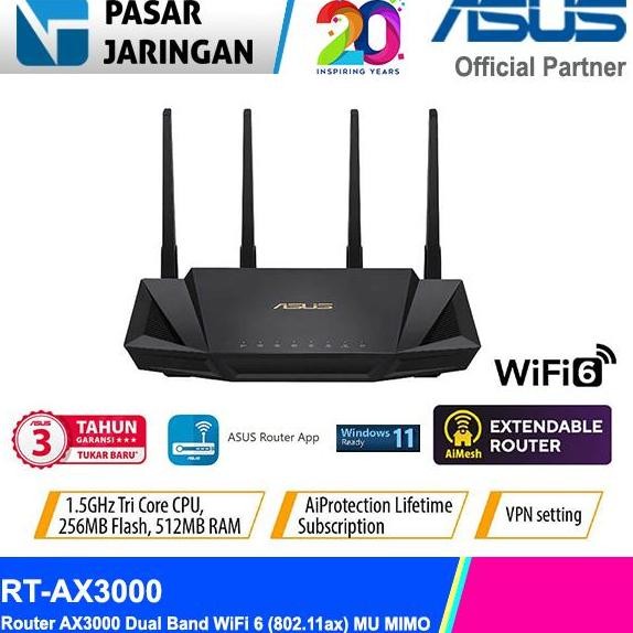 NEW ASUS RT-AX3000 Router AX3000 Dual Band WiFi 6 (802.11ax)
