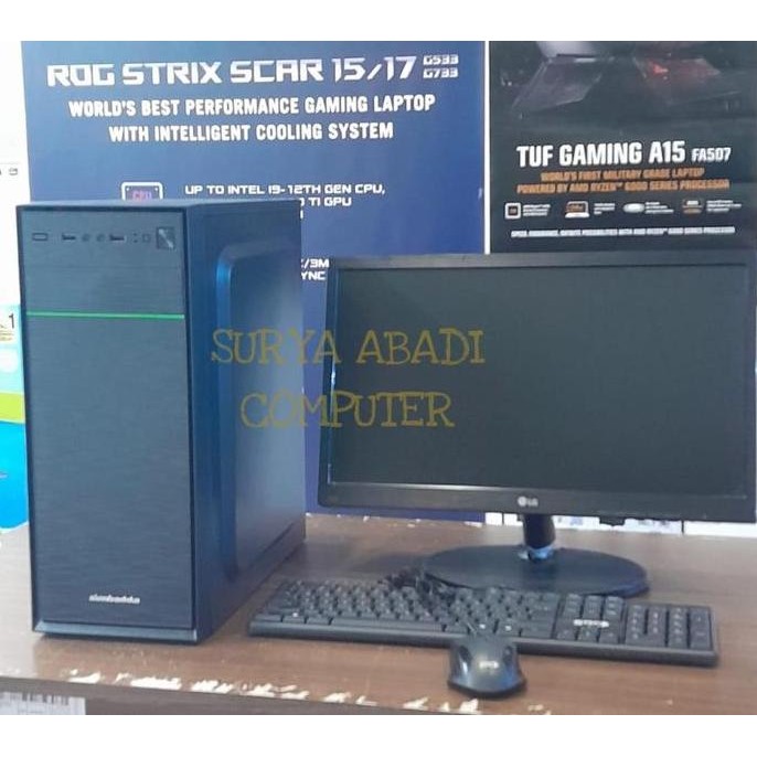 Paket Komputer Lengkap I3 Gen 4 Ssd 256Gb Ram 8Gb Monitor Lg19Inch New Stok