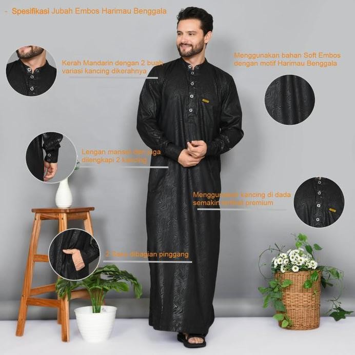 baru  JUBAH EMBOS Full Manset DEWASA MOTIF HARIMAU BENGGALA GAMIS PRIA BERKUALITAS BAHAN ADEM Jubah 