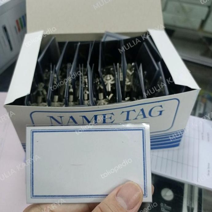 

READY Name Tag dengan Peniti dan Jepitan per 50 pcs NEW