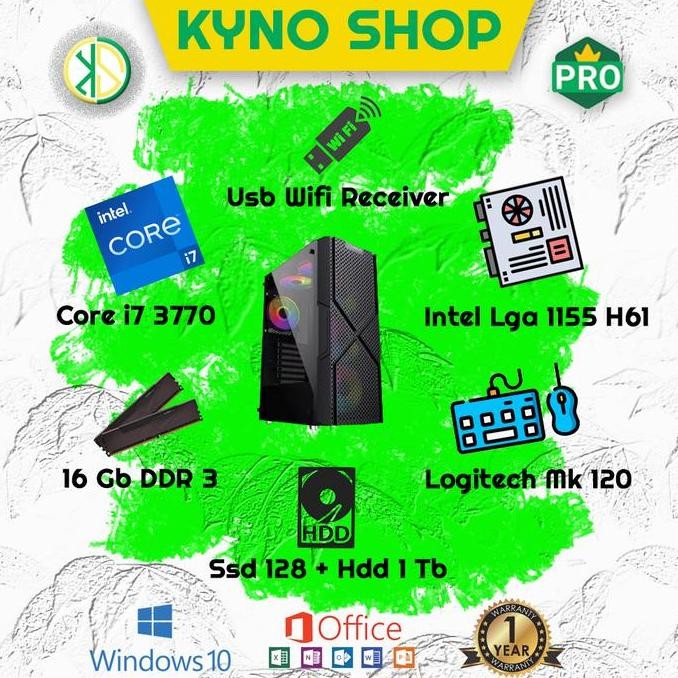 Pc Komputer Rakitan Core I7 Ram 16Gb Ssd 128Gb Hdd 1Tb - Server Unbk - Dual Lan Card New Stok