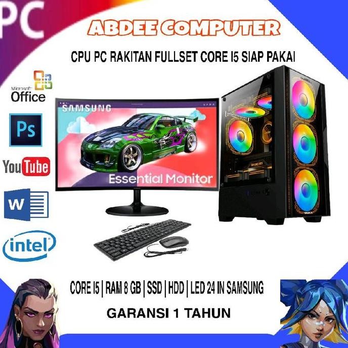 Cpu Pc Fullset Core I5 Ram 8 Gb Ssd 128 Gb Monitor 24 In Samsung Pc Office Admim New Stok