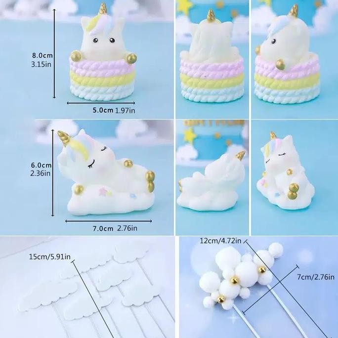 Cake Topper Unicorn / Awan (isi 9pcs)