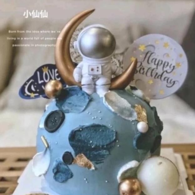 topper cake kue astronaut rocket astronomy roket moon