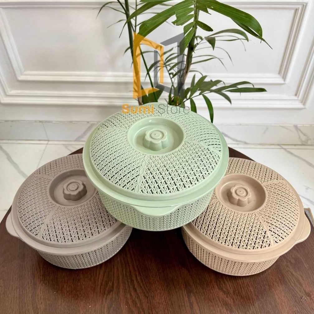 Wakul Plastik Jati Mono 10 Serbaguna/ Wakul Bulat Souvernir/ Keranjang Serbaguna Hajatan/ Wakul Haja