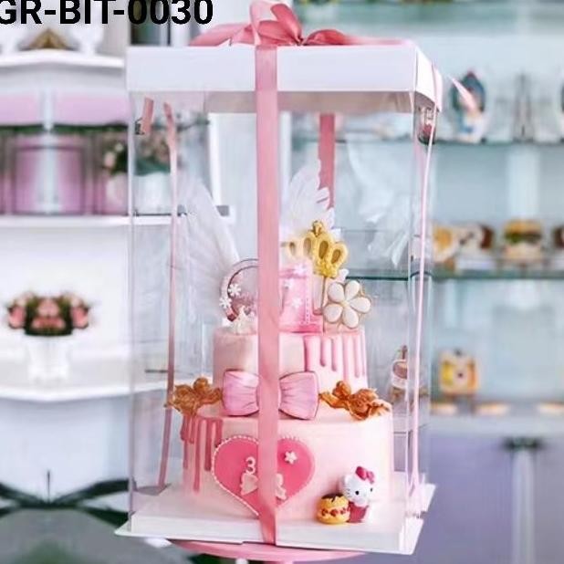 

GR-BIT-30 Kotak dus cake glass mika box tunangan kue transparan 30cm