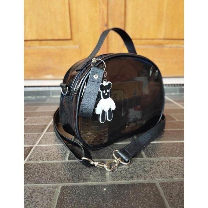 baru Tas Selempang Wanita Transparan / Tas mika pvc anisa (free gantungan) Kulit