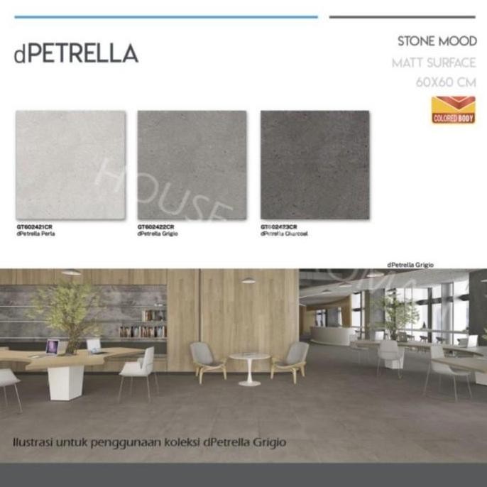 Granit Lantai Kasar 60x60cm/Roman Granit dPetrella Grigio 60x60