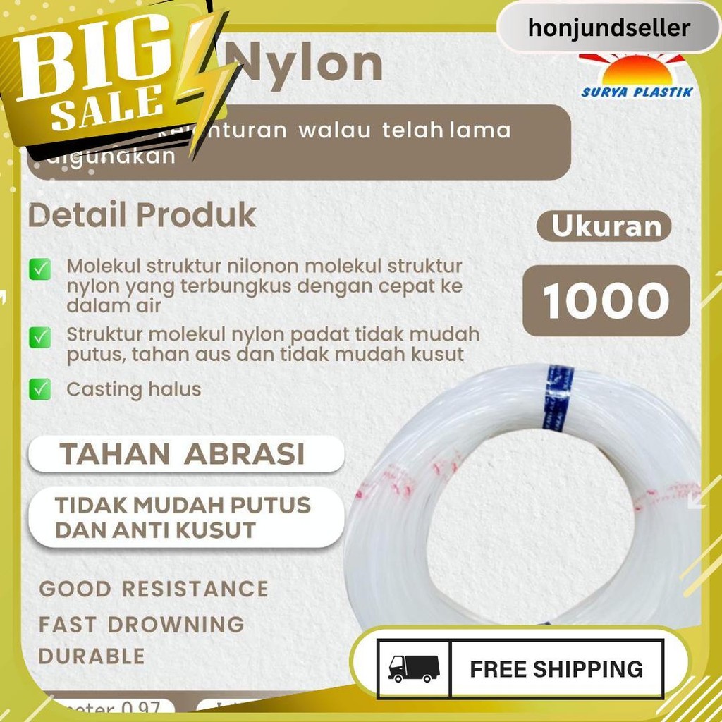 Senar Cap Ikan Kakap  Ukuran 1000 (70)  Per Roll /Tali Senar Pancing / Senar Layangan Meledak