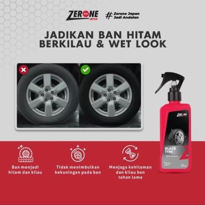 Zerone Japan - Black Tyre 255 Ml The Ultimate Japanese Autocare Kit Semir Pengkilap Ban Mobil Dan Mo