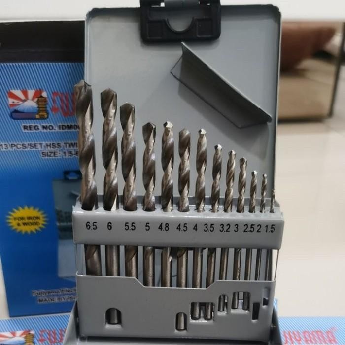 Fujiyama 13Pcs Set Mata Bor Besi Iron Wood Besi Kayu Twisted Drill Bits Putar Lubang Baja Ringan Pla
