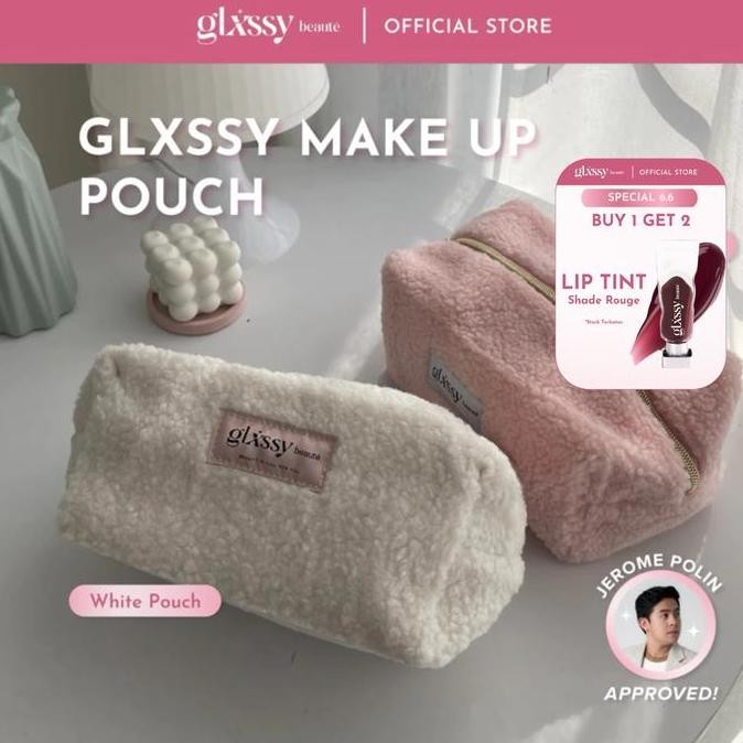 Glxssy Makeup Pouch - White & Pink