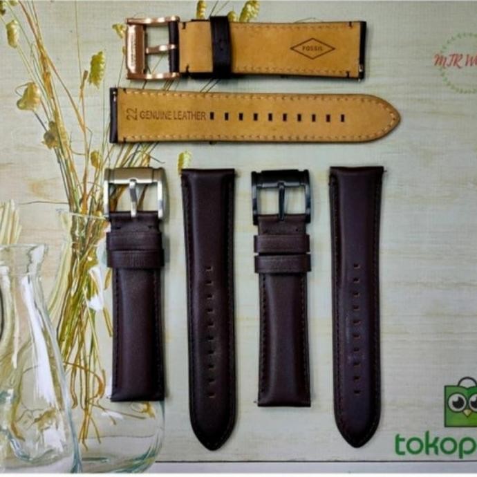 Tali Kulit Jam Tangan Fossil Leather Strap Fossil Original 22mm Coklat
