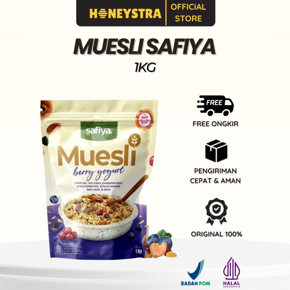 

Muesli Berry Yogurt Safiya-Sereal Oatmeal With Almond-Sarapan Sehat Premium
