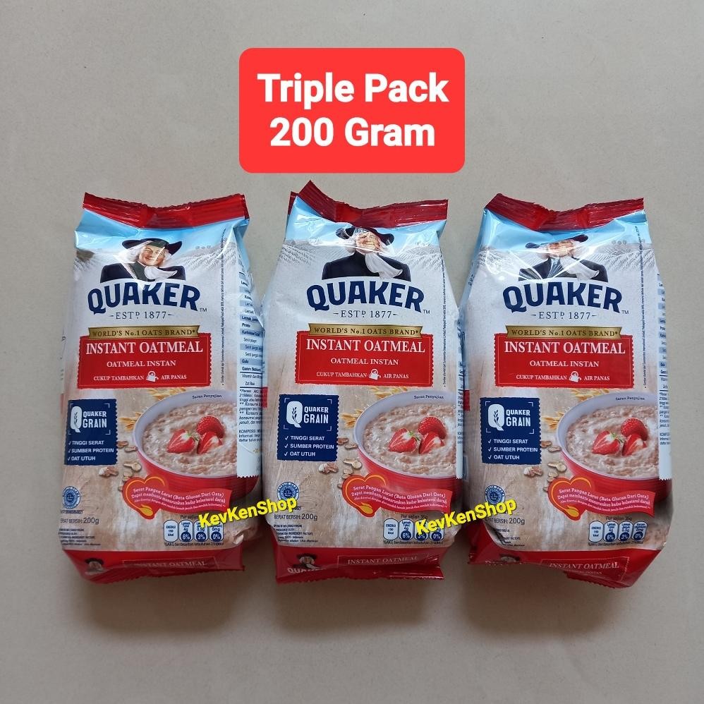 

Quaker Oat Instant Oatmeal Sereal 200gram Merah 200 Gram TRIPLE PACK ( 3 Bungkus )