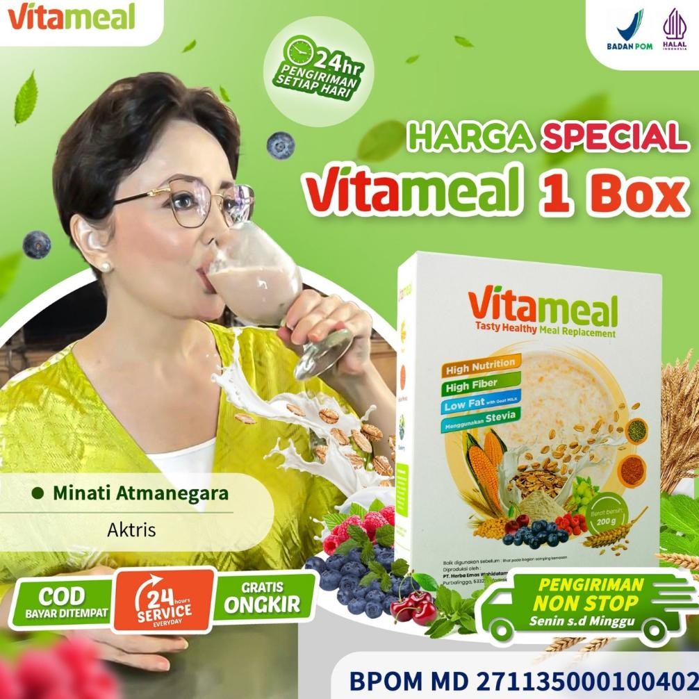 

VITAMEAL 1 BOX SARAPAN SEHAT Sereal Multigrain Sehat Bantu Cegah Diabetes Turunkan Kolesterol Ampuh Tanpa Efek Samping