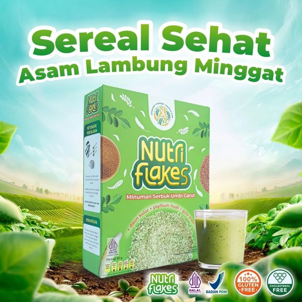 

Nutriflakes - Sereal Sehat Umbi Garut Efektif Atasi Permasalahan Asam Lambung, Maag, Gerd Asli 100%