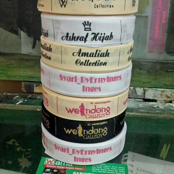 

Premium sablon pita grosgrain lebel baju merek hijab