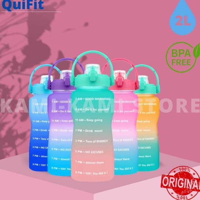[ORIGINAL] QuiFit Botol Minum Olahraga Gradasi Motivasi Penanda Waktu