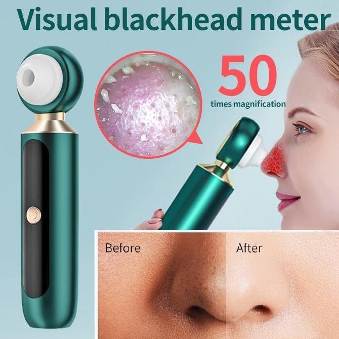 Visualisasi Penghilang Komedo Listrik Jerawat Hidung Wajah Vacuum Cleaner Alat Pembersih Wajah Black