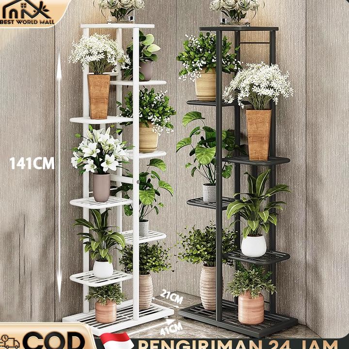 Rak Bunga Besi Rak Pot Bunga Rak Susun Penyimpanan Pot Bunga Besi Standing Pot Susun 3/6/8