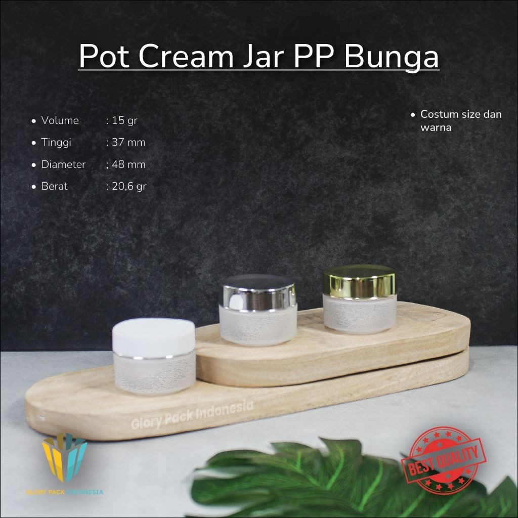 PP Pot Jar 15gr Bunga | Pot Cream 15gr Bunga