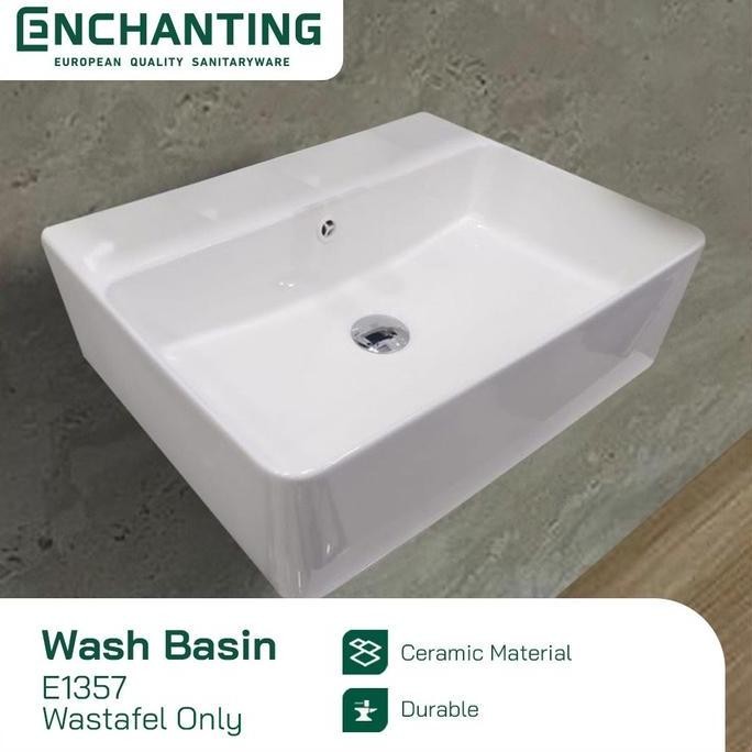 Set Wastafel Gantung Kotak Keramik Europe Enchanting E1357SET