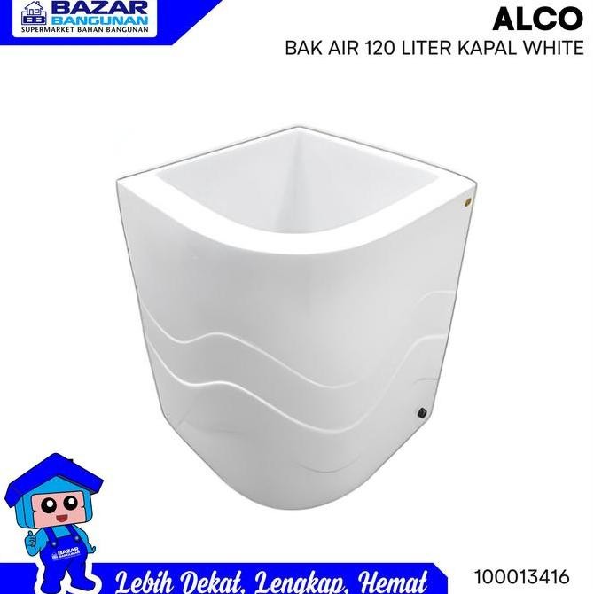 Alco - Bak Air Mandi Sudut Luxury Fiber Glass 120 Liter 120 Ltr White