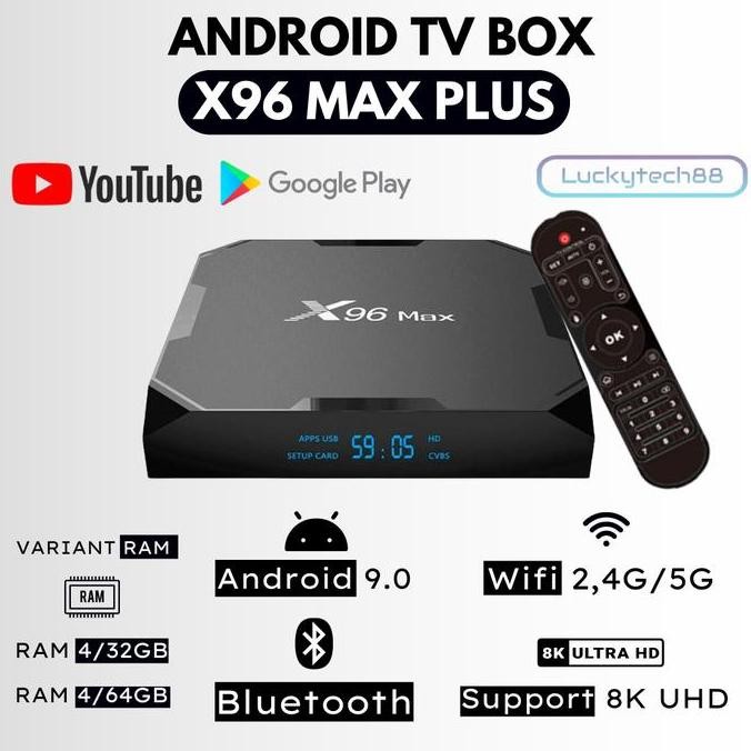 HARGA DISC - TV BOX X96 MAX PLUS 4/64GB ANDROID 9.0 Amlogic S905X3 Quad Core