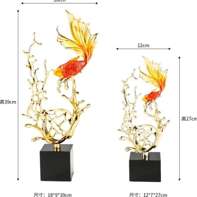 Pajangan Keramik Ikan Koi Mewah / Dekorasi Pajangan Meja Rumah