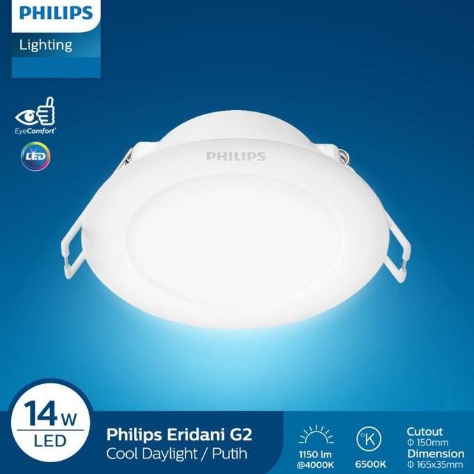 """] Downlight LED Philips 14W / 14 Watt 6500K Putih Recessed Eridani