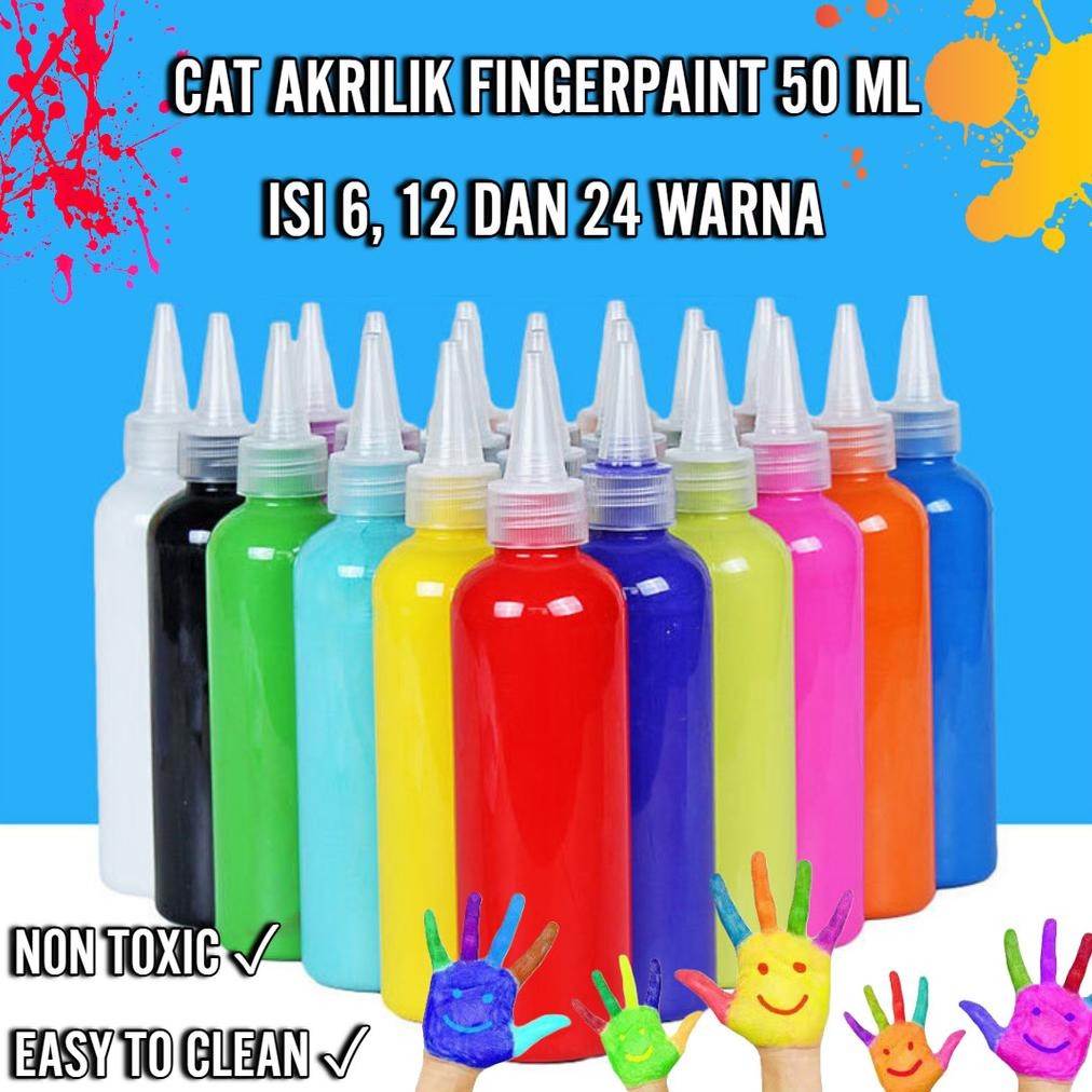 

Cat Akrilik untuk Mewarnai dan Melukis Non Toxic isi 6, 12 dan 24 isi 50ml Aman jika Terkena Kulit