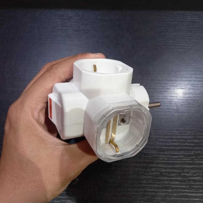 Promo Krisbow stop kontak T 3 arah colokan listrik 10A dengan switch on/off COD