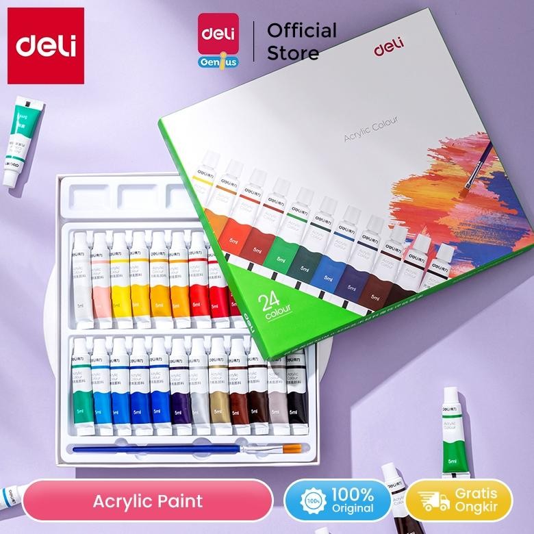 

Deli Acrylic Paint / Cat Akrilik Anak 24/36 Warna Dapat Ditulis di Kain Tanah Liat 73912 73915
